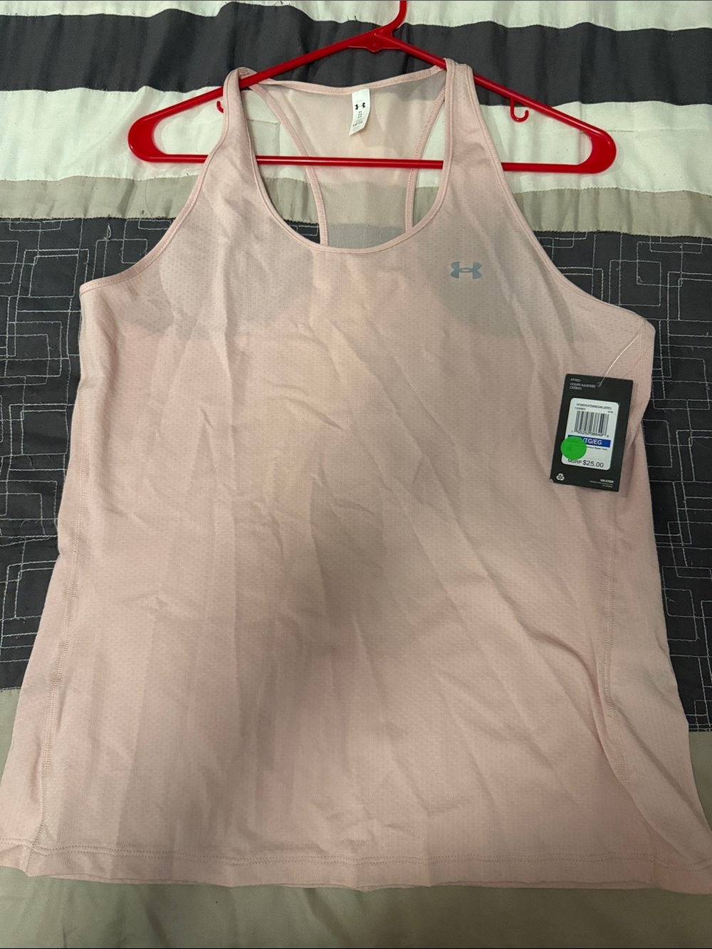 Women’s XL fitted heat gear under armour sheer pink tank top